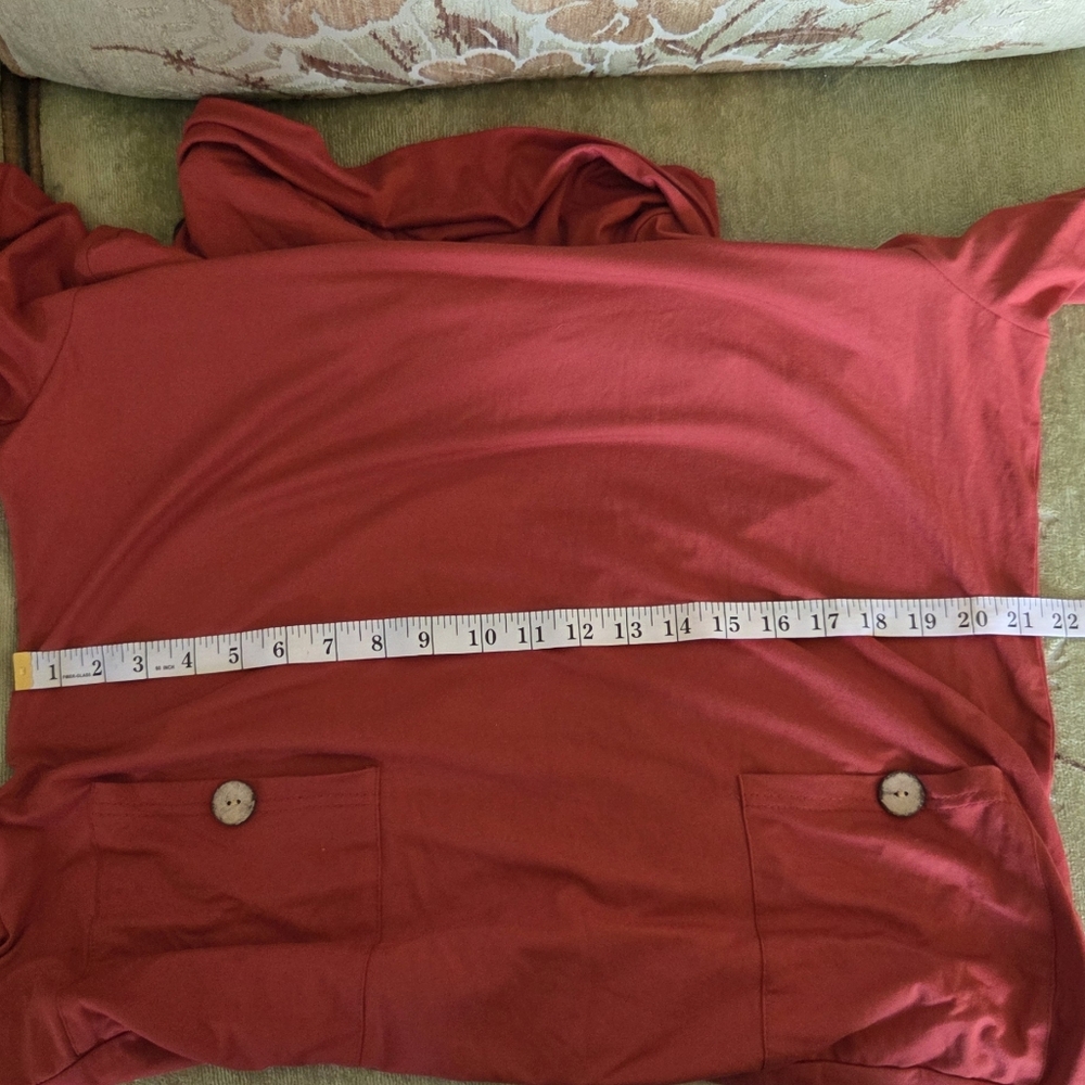 Coral Cowl Neck Tunic with Button Accents - Picture 5 of 7
